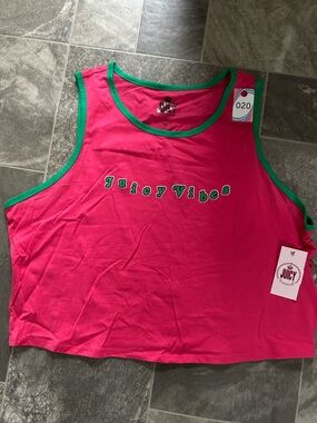 Juicy Couture Hot Pink Crop Tank with Green Trim